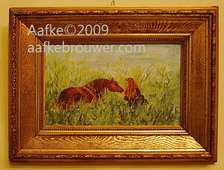 aafke brouwer horses equine art oilpainting portrait Rabhar in meadow
